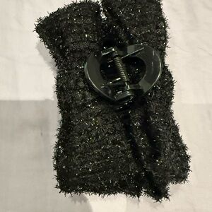 Black Sparkle Textured Hair Clip - Unbranded